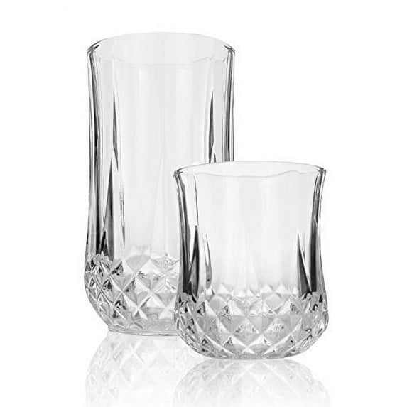 Palais Glassware 'Marseille' Collection, Elegant Diamond Cut Clear Glass set of 12