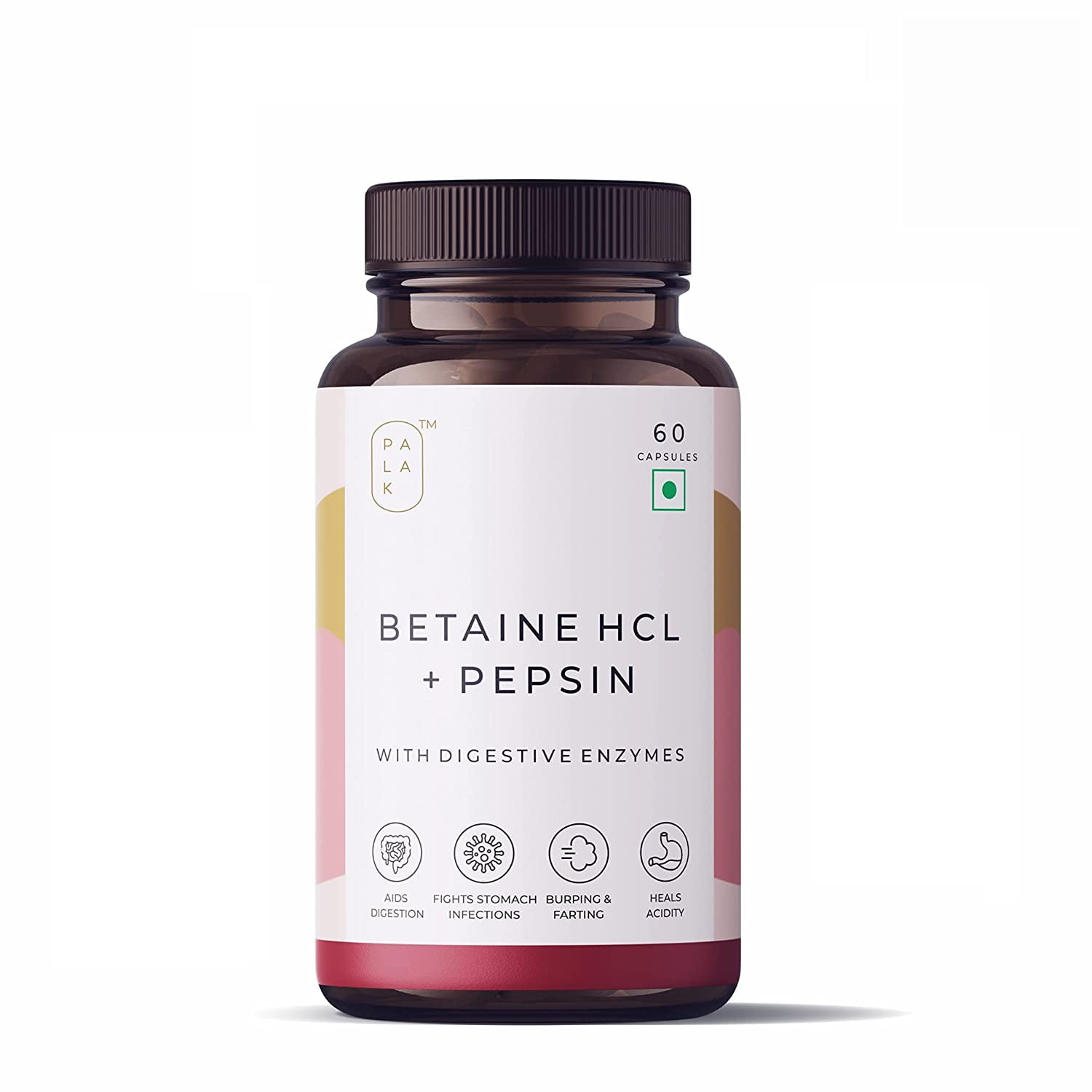 Palak Notes Betaine HCL with Pepsin Betaine hydrochloride with pepsin Digestive enzymes