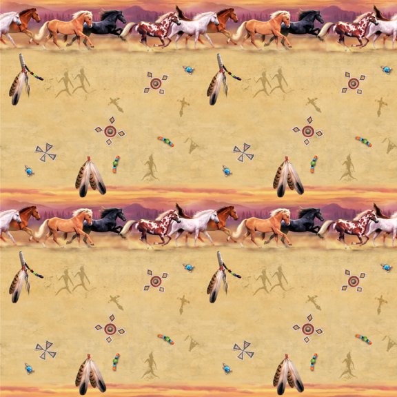 Palamino Horses Running Border Pattern Premium Roll Gift Wrap Wrapping Paper