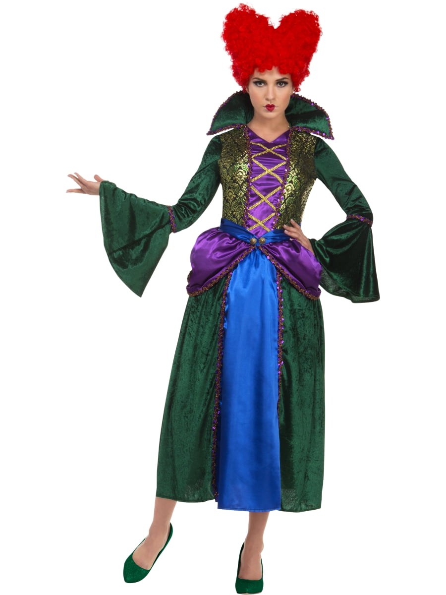 green and purple witch dress Studio Halloween Womens Bossy Salem Sister Costume Spell Dress, Cape & Wig Set- X-Large 18-20 Category:SEQUINS