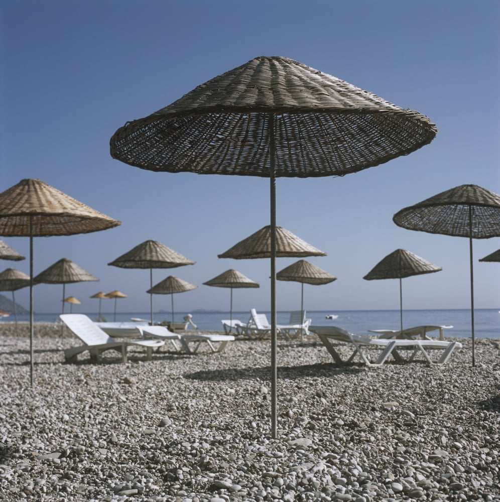 Palapas And Sun Loungers On Beach Canvas Art - Vicki Couchman Design Pics (15 x 15)