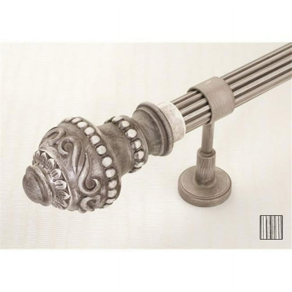 Palas 1087 Curtain Rod Set - 1.25 in. - Black Silver - 110 in.