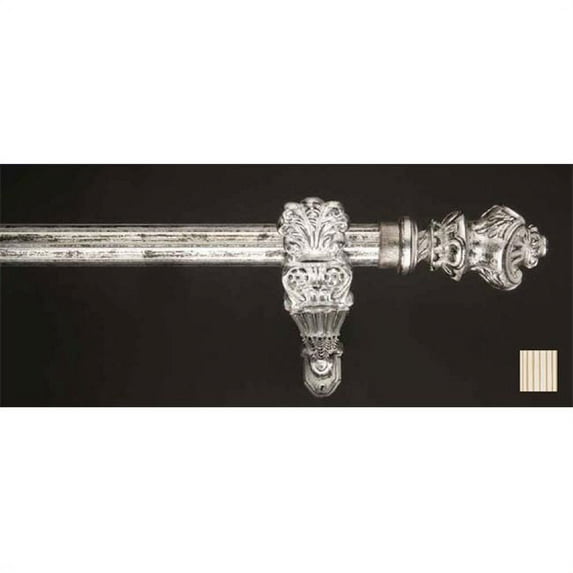 Palas 1184 Curtain Rod Set - 1.25 in. - White and Beige - 94 in.