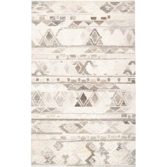 Palatez Gradient Distressed Diamond Wool Rug, Ivory/Brown, 5ft x 8ft Area Rug