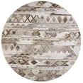 thumbnail image 1 of Palatez Gradient Distressed Diamond Wool Rug, Ivory/Brown, 8ft x 8ft Round, 1 of 7