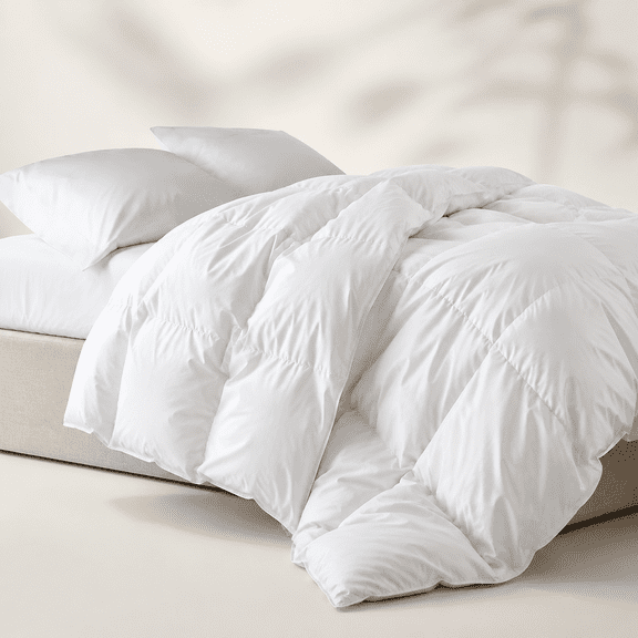 Palatial King Goose Down Fiber Duvet Insert, Egyptian Cotton Cover, 80 Oz Fill Weight