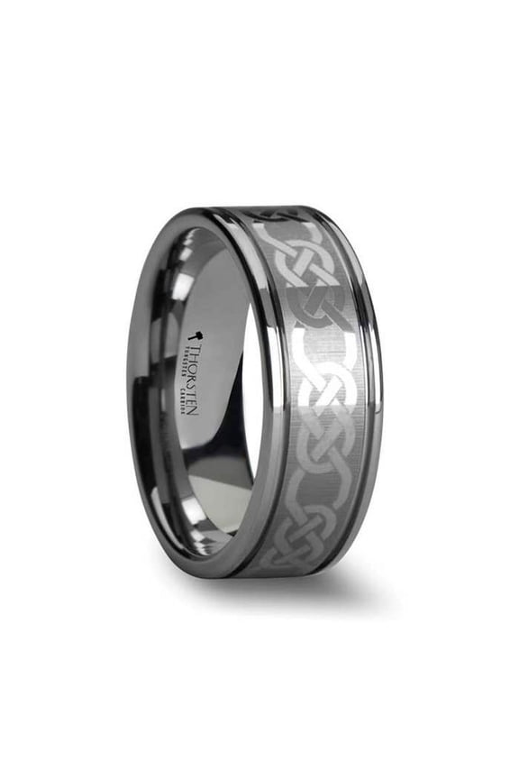 Palatine Celtic Pattern Laser Engraved Tungsten Wedding Band