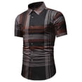 thumbnail image 1 of Palato Mens T Shirts,Men Casual Buttons Turndown Single Breasted Lattice Shirt Short Sleeve Shirt, 1 of 4
