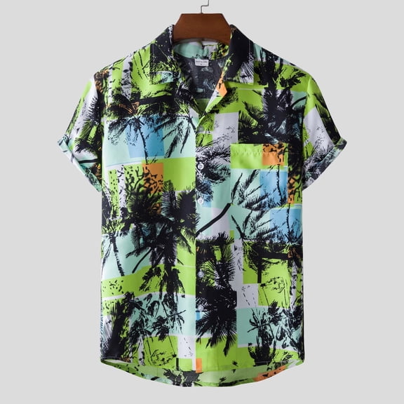 Palato Mens T Shirts,Men Hawaiian Short Sleeve Beach Shirt Printed Summer Casual Button Down Shirts