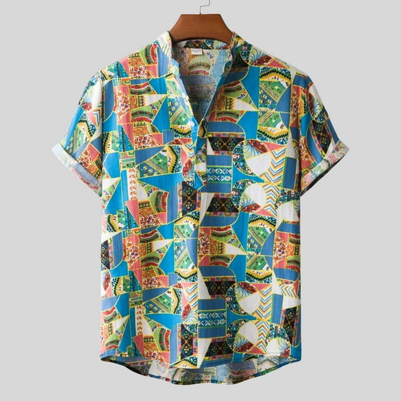 Palato Mens T Shirts,Men Hawaiian Short Sleeve Beach Shirt Printed Summer Casual Button Down Shirts