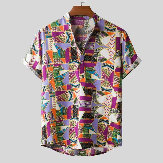 Palato Mens T Shirts,Men Hawaiian Short Sleeve Beach Shirt Printed Summer Casual Button Down Shirts