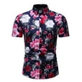 thumbnail image 1 of Palato Mens T Shirts,Men Hawaiian Short Sleeve Beach Stand-up Collar Shirt Printed Summer Casual Button Down Shirts, 1 of 8