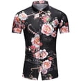 thumbnail image 1 of Palato Mens T Shirts,Men Hawaiian Short Sleeve Beach Stand-up Collar Shirt Printed Summer Casual Button Down Shirts, 1 of 5