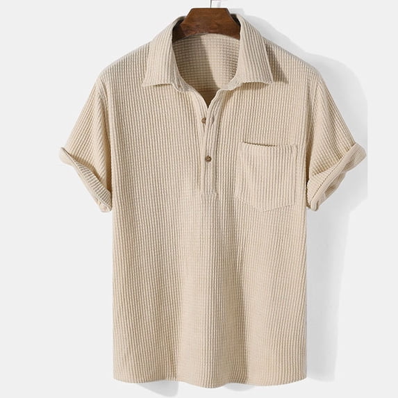 Palato Mens T Shirts,Men's Fashion Casual And Comfortable Short-sleeved Solid Color Single-breasted Shirt Top