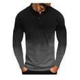 thumbnail image 1 of Palato Mens T Shirts,Men's Printing Turn-Down Collar Pullover Tops Casual Slim Fit Basic Long Sleeve T-Shirt, 1 of 2