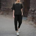 thumbnail image 1 of Palato Women's Plus Size Tops,2PC Fashion Woman Round Neck Solid Short Sleeve Blouse +Loose Pants Sets, 1 of 9