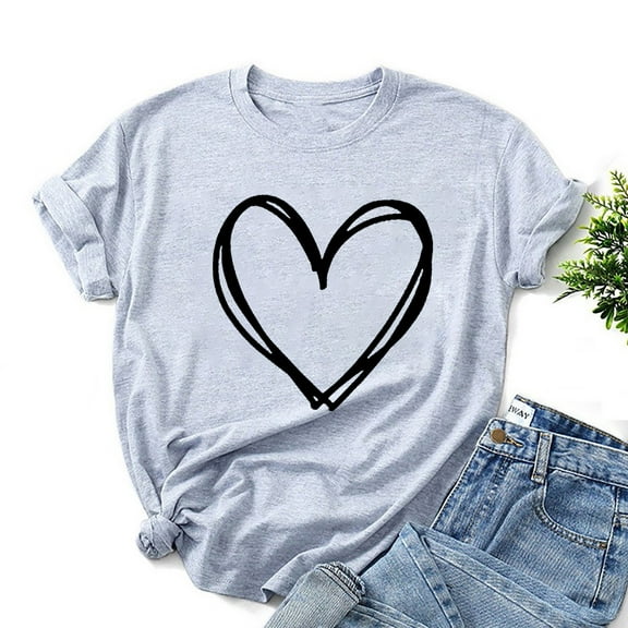 Palato Women's Plus Size Tops,Fashion Women Valentine's Day Print Short Sleeve T-shirt Novelty Graphic Tops