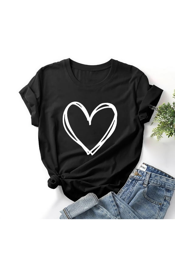 Women's Plus Size Tops,Fashion Women Valentine's Day Print Short Sleeve T-shirt Novelty Graphic Tops