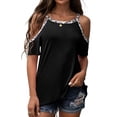 thumbnail image 1 of Palato Women's Plus Size Tops,Fashion Womens Short Sleeve Cold Shoulder Round Neck Casual Tops T-shirt Blouse, 1 of 8