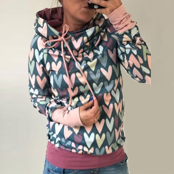 Palato Women's Plus Size Tops,Women Sexy Crop Floral Stripe Printed Splicing Workout Outwears Long Sleeve V-Neck Hoodies Sweatershirt Casual Fall Blouse Tops