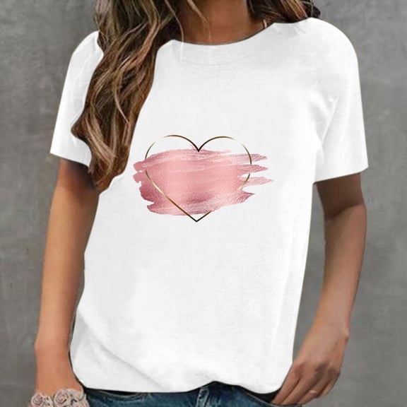 Palato Women's Plus Size Tops,Women's Hedging Casual Short Sleeve Love Printing T Shirt Top