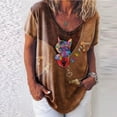 thumbnail image 1 of Palato Women's Plus Size Tops,Womens Cat Animal Print O-Neck Loose T-Shirt Summer Short Sleeves Casual Tees, 1 of 5