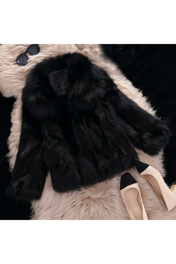 Women's Plus Size Tops,Womens Ladies Warm Faux Furry Coat Jacket Winter Turn Down Collar Leopard Outerwear