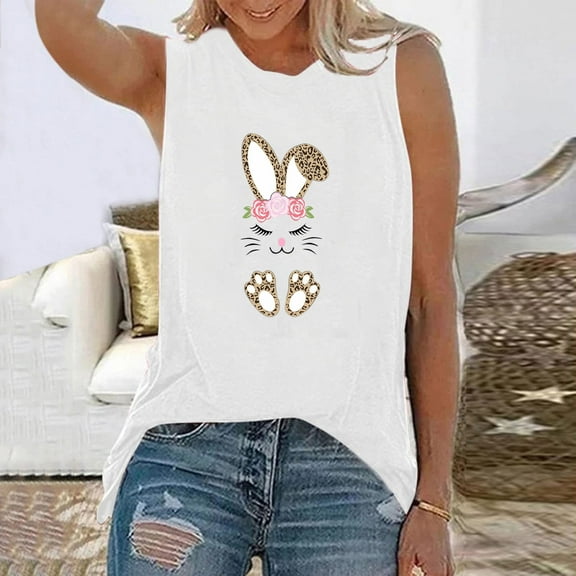 Palato Womens Plus Size Tops,Easter Fashion Women's Casual Sleeveless Printed Ladies Sweatshirts Tops Vest