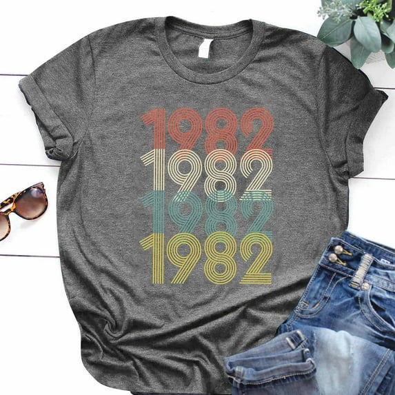 Palato Womens Plus Size Tops,Women's Casual Birthday Gift T Shirt Vintage 1982 Original Parts Tee Cute Tee