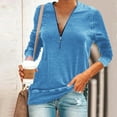 thumbnail image 1 of Palato Womens Plus Size Tops,Women's Fashion Long Sleeved V-Collar Zipper T-shirt Loose Tops Blouse, 1 of 5