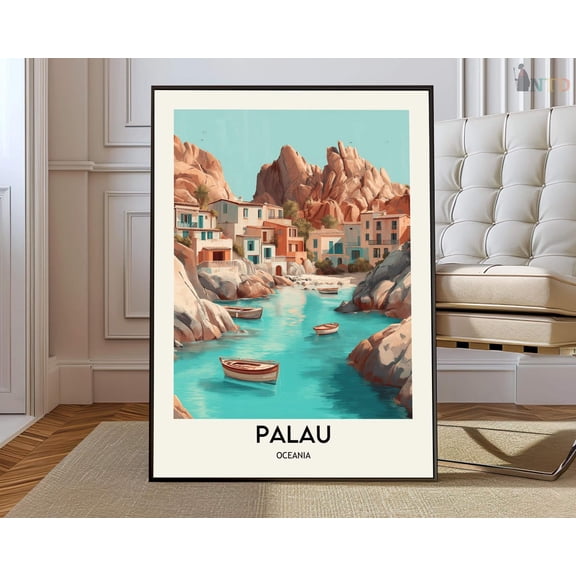 Palau Islands Pacific Ocean Map Wall Art Travel Photo Print, Unframed Paper Poster 8x10in