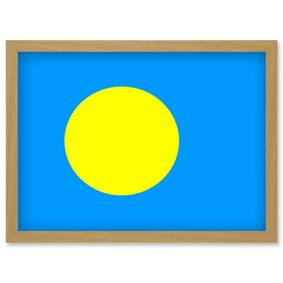 Palau National Flag Patriotic Vexillology World Flags Country Region Poster Artwork Framed Wall Art Print A4