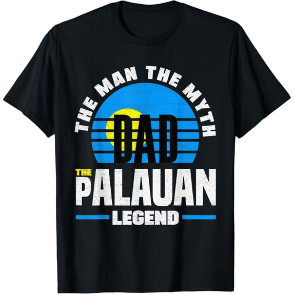 Palau Palauan Palau Flag Fathers Day T-ShirtMen and women, Black T-shirt, size: Extra large S-4XL