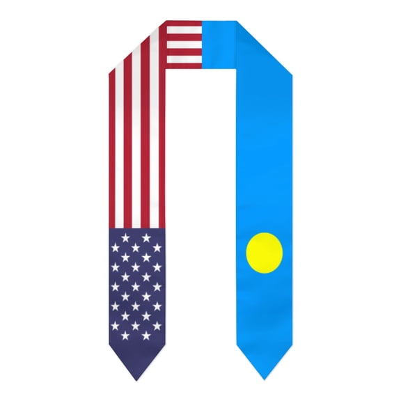 Palau & USA United States Flag Shawl Sash Stole Graduation Shawls Wraps Scraf For International Study