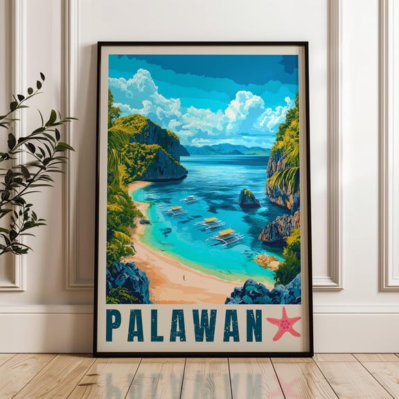 Palawan Travel Print, Philippines Tropical Island Art Print, Unframed Paper Poster 8x10in
