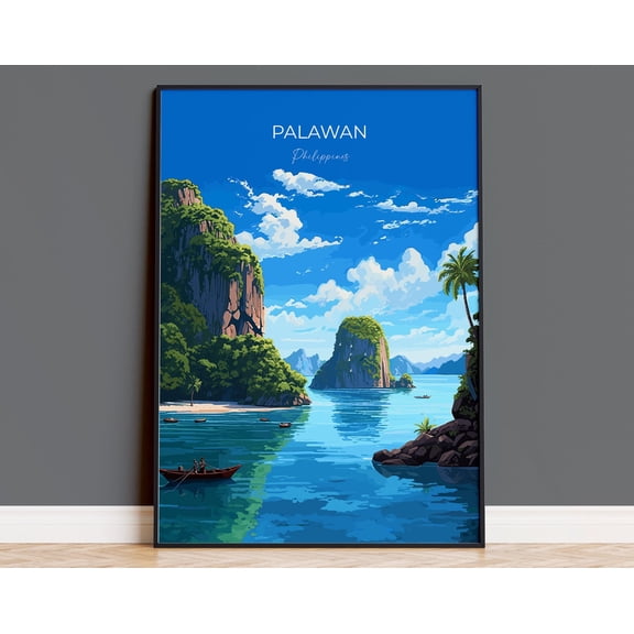 Palawan Travel Print, Travel Poster of Palawan, Palawan Gift, Philippines Art Gift, Wall Art Print, 12x18 UNFRAMED