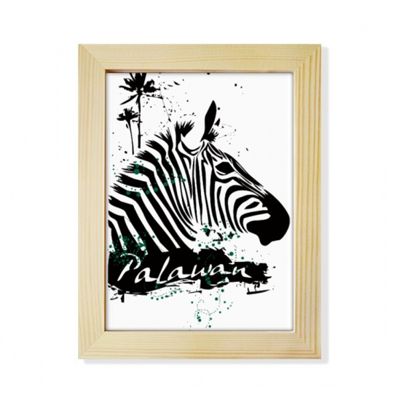 Palawan Tropical Style Pinto Animal Desktop Adorn Photo Frame Display Art Painting Wooden