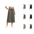 thumbnail image 1 of Palazzo Capri Pants for Women Spring Summer Elastic Waist Wide Leg Loose Fit Flowy Cropped Pants Capris with Pockets, 1 of 7