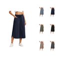 thumbnail image 1 of Palazzo Capri Pants for Women Spring Summer Elastic Waist Wide Leg Loose Fit Flowy Cropped Pants Capris with Pockets, 1 of 7
