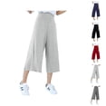 thumbnail image 1 of Palazzo Capri Pants for Women Spring Summer Lightweight Elastic High Waist Wide Straight Leg Flowy Capris, 1 of 5