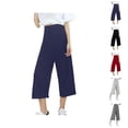 thumbnail image 1 of Palazzo Capri Pants for Women Spring Summer Lightweight Elastic High Waist Wide Straight Leg Flowy Capris, 1 of 6