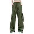 thumbnail image 1 of Palazzo Cargo Pants for Women Relax Fit Baggy Bootleg Pants Y2K Teen Girls Trendy Low Waist Parachute Pants Trousers, 1 of 7