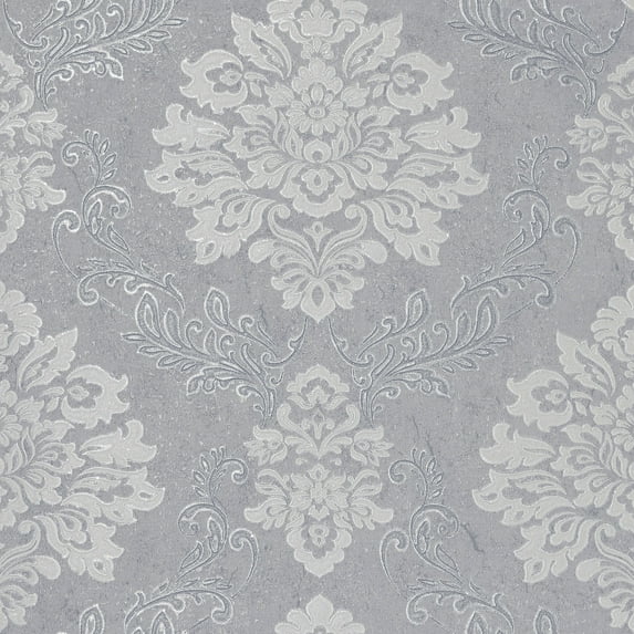 Palazzo Damask Silver Wallpaper