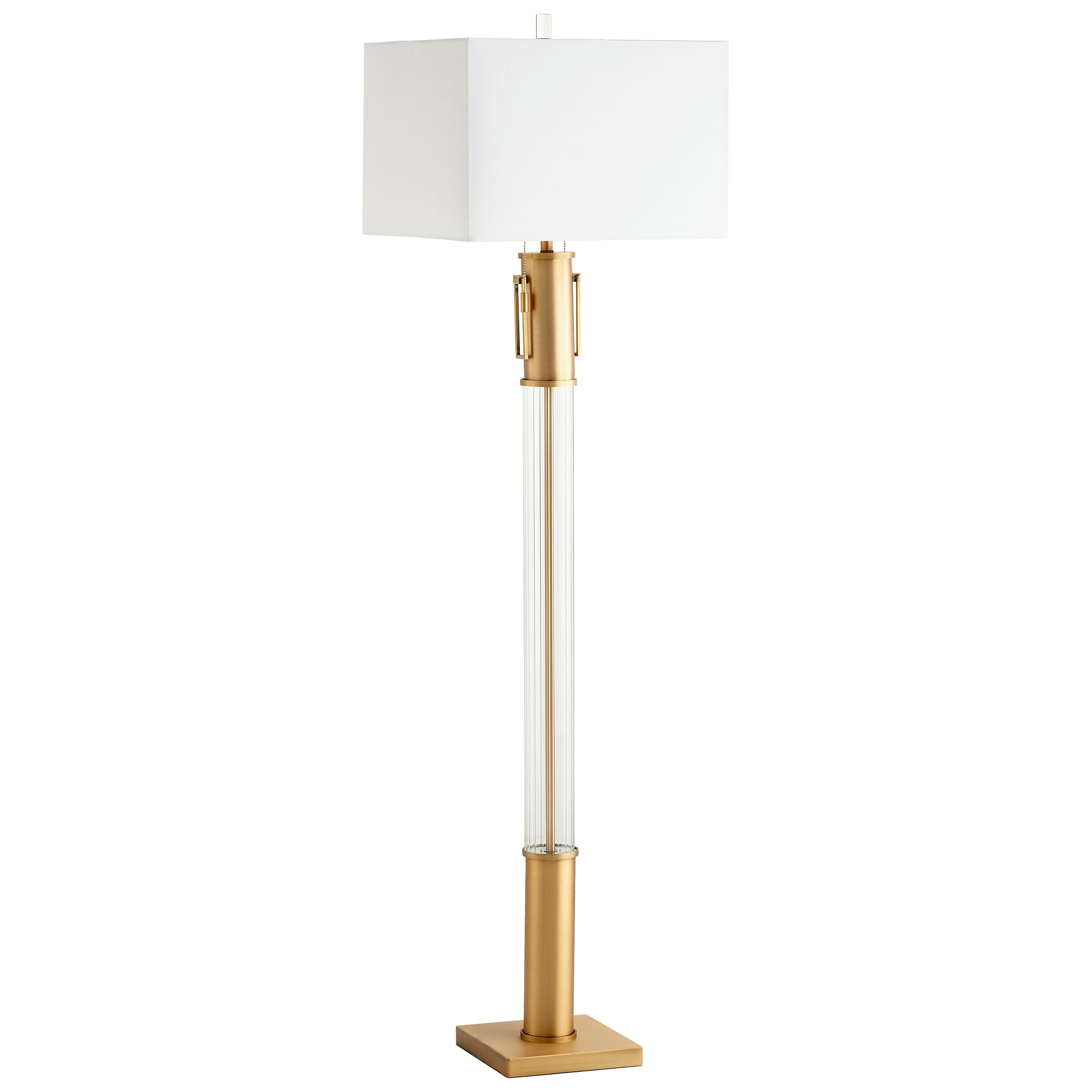 Aged Brass and Linen Shade Floor Lamp