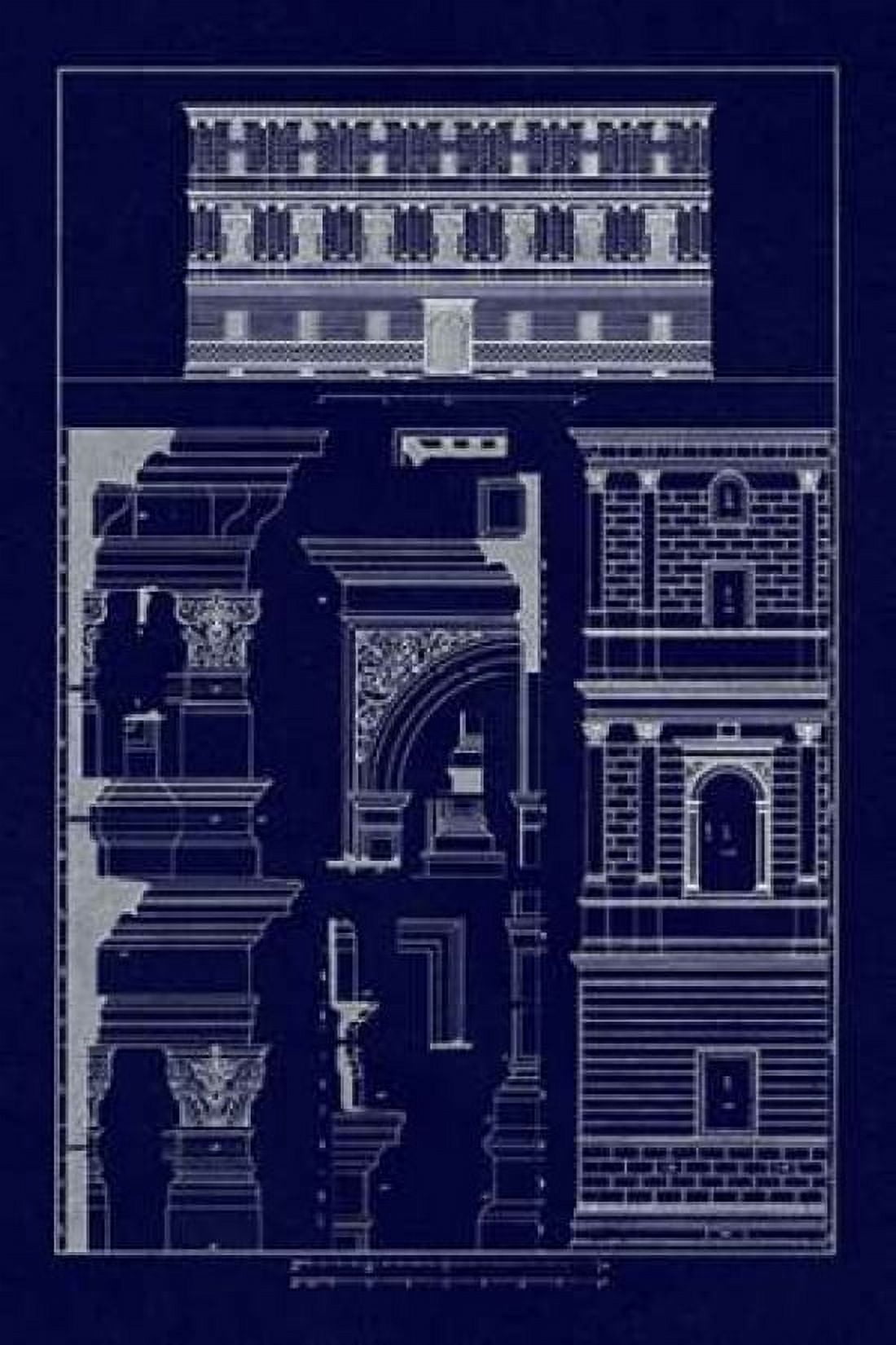 Palazzo Giraud at Rome (Blueprint) Canvas Art - J Buhlmann (12 x 18)