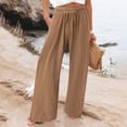 thumbnail image 1 of Palazzo Pants for Women Casual Hontri Loose Lounge Pants Womens Cotton Casual Loose Pants Comfy Work Pants with Pockets Elastic High Waist Paper Bag Drawstring Pants, 1 of 6