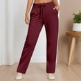 thumbnail image 1 of Palazzo Pants for Women Casual Solid Color Mid Waisted Straight Leg Pants Elastic Waistband Comfortable Trousers Travel Hiking Fall Pants with Pockets, 1 of 4