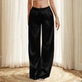 thumbnail image 1 of Palazzo Pants for Women Hontri Loose Lounge Pants Women's Satin Pajama Pants Wide Leg Sweatpants Elastic Waist Summer Casual Sports Trousers with Pockets, 1 of 9