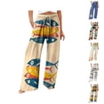thumbnail image 1 of Palazzo Pants for Women 2026 Spring Summer Elastic High Waist Wide Leg Loose Flowy Cotton Linen Beach Pants with Pockets, 1 of 6