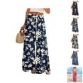 thumbnail image 1 of Palazzo Pants for Women 2026 Spring Summer Floral Print Elastic High Waist Wide Leg Loose Flowy Boho Beach Pants with Pockets, 1 of 7
